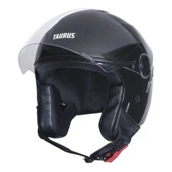 Capacete Aberto Joy 23 By Taurus Custom Preto Brilho Couro