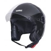 Capacete Aberto Joy 23 By Taurus Custom Preto Brilho Couro - Preto