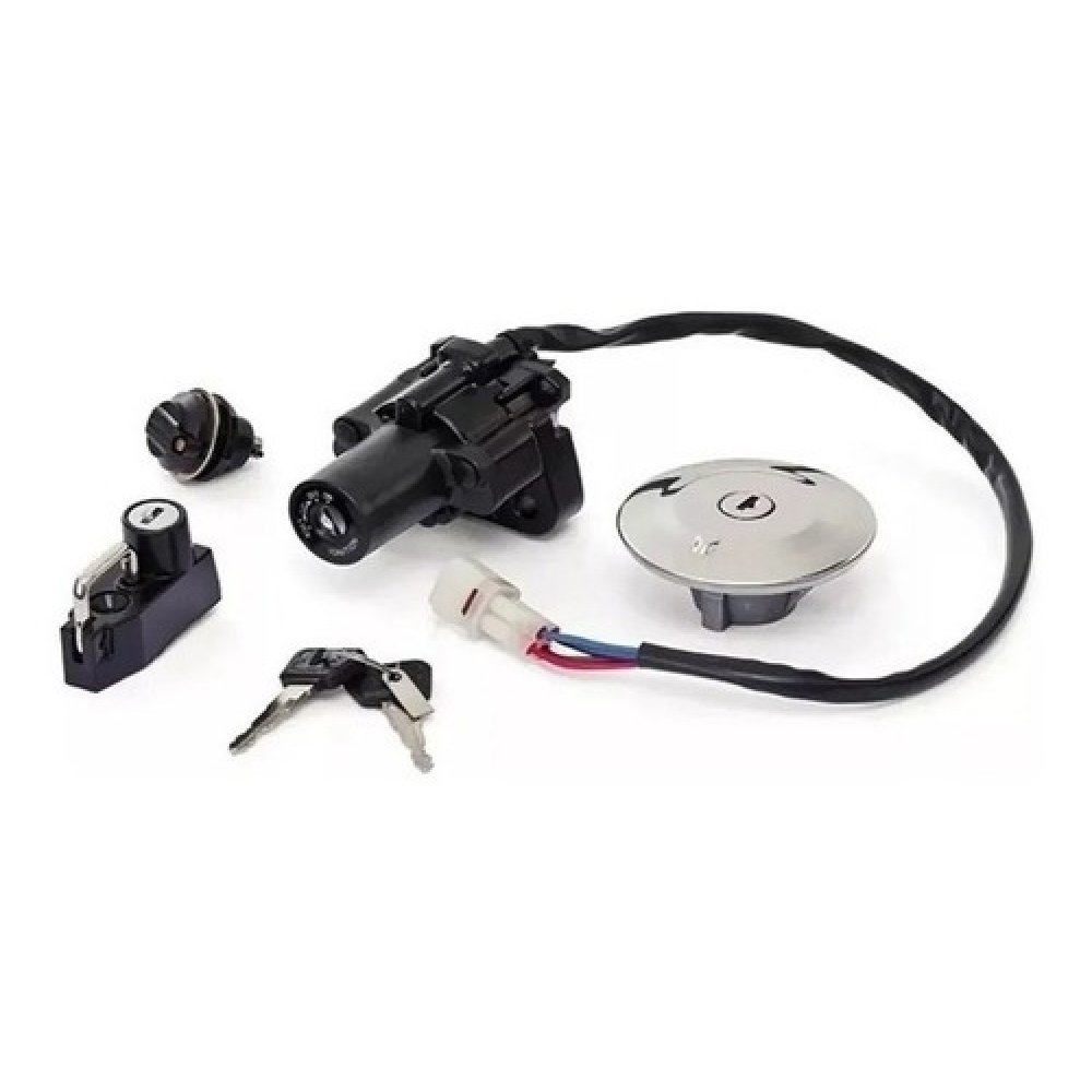 Kit Chave Contato Miolo Ignição Moto Xtz 250 Lander Até 2015 Jogo Mod Original C/ Tampa Tanque e Trava