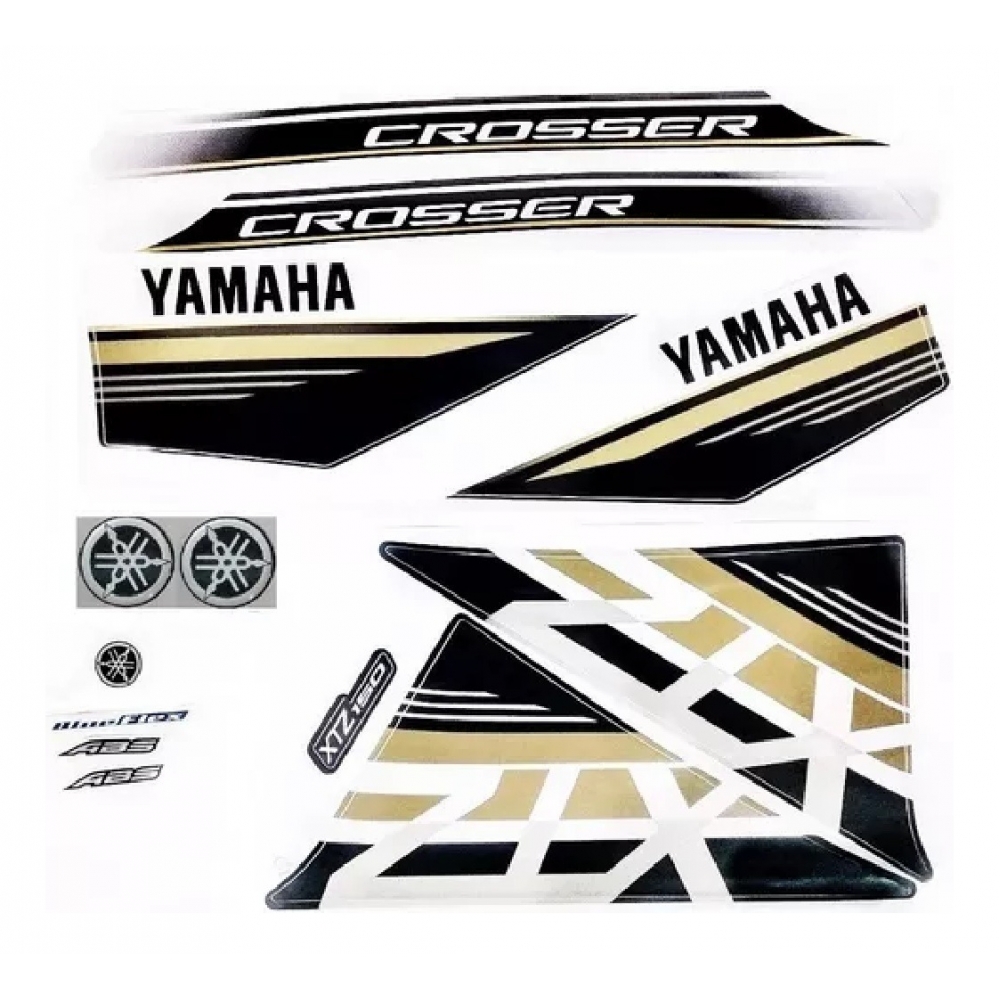 Kit Adesivos Faixas Moto XTZ 150 Crosser 2021 2022 Branca Jogo Adesivo Jotaesse