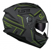 Capacete Moto Fechado Ls2 Ff808 Stream 2 Maze Esportivo C/ Óculos Interno Lançamento C/ Selo Inmetro - Cinza Fosco Verde