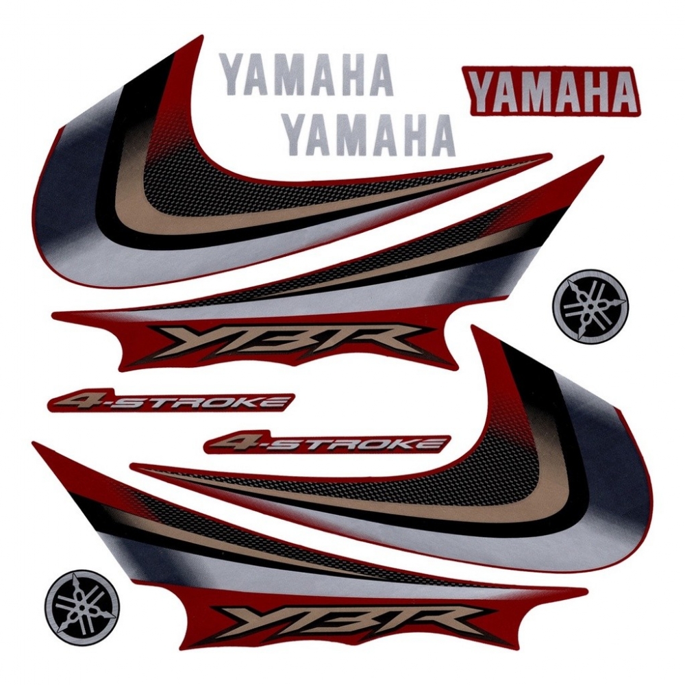 Kit Adesivos Faixas Moto Yamaha Ybr 125 Vermelha 2007 Jogo Adesivo Modelo Original Jotaesse